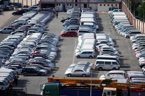 Imported cars await to be cleared at a local Clearing Freight Station (CFS) in Mombasa